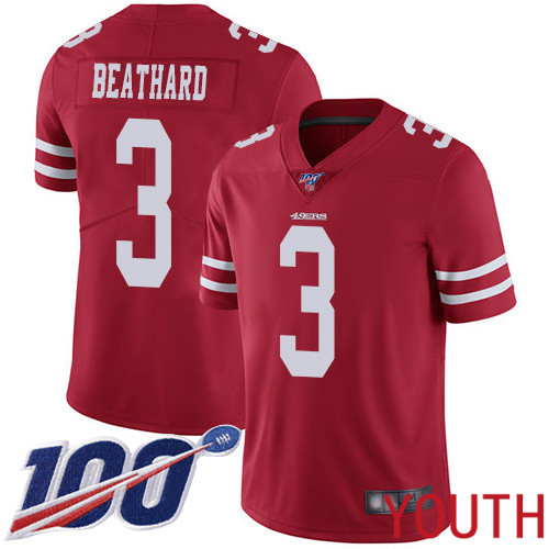 San Francisco 49ers Limited Red Youth C. J. Beathard Home NFL Jersey 3 100th Season Vapor Untouchable